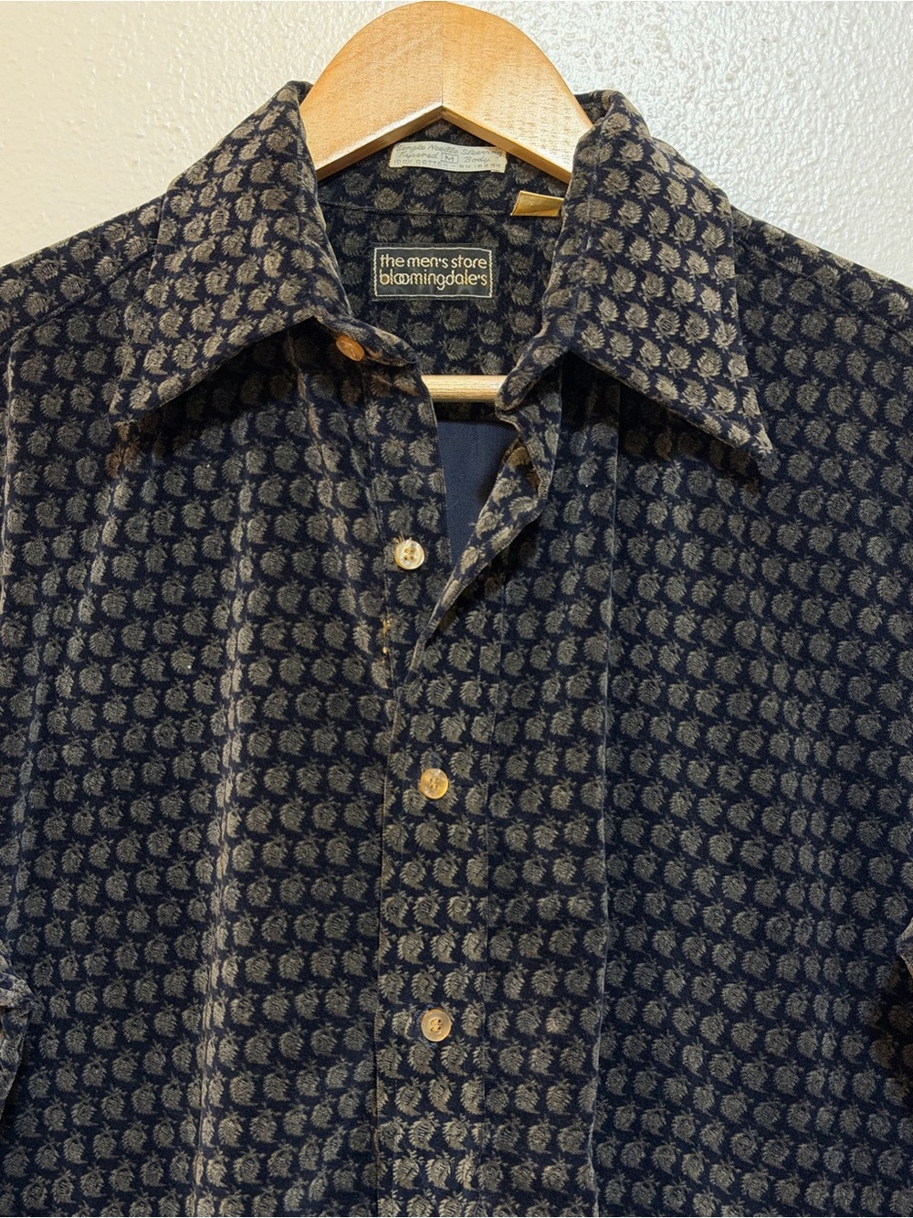 VTG 70s Bloomingdale’s The Men Store Cordover Popover Shirt Pineapple M Tapered